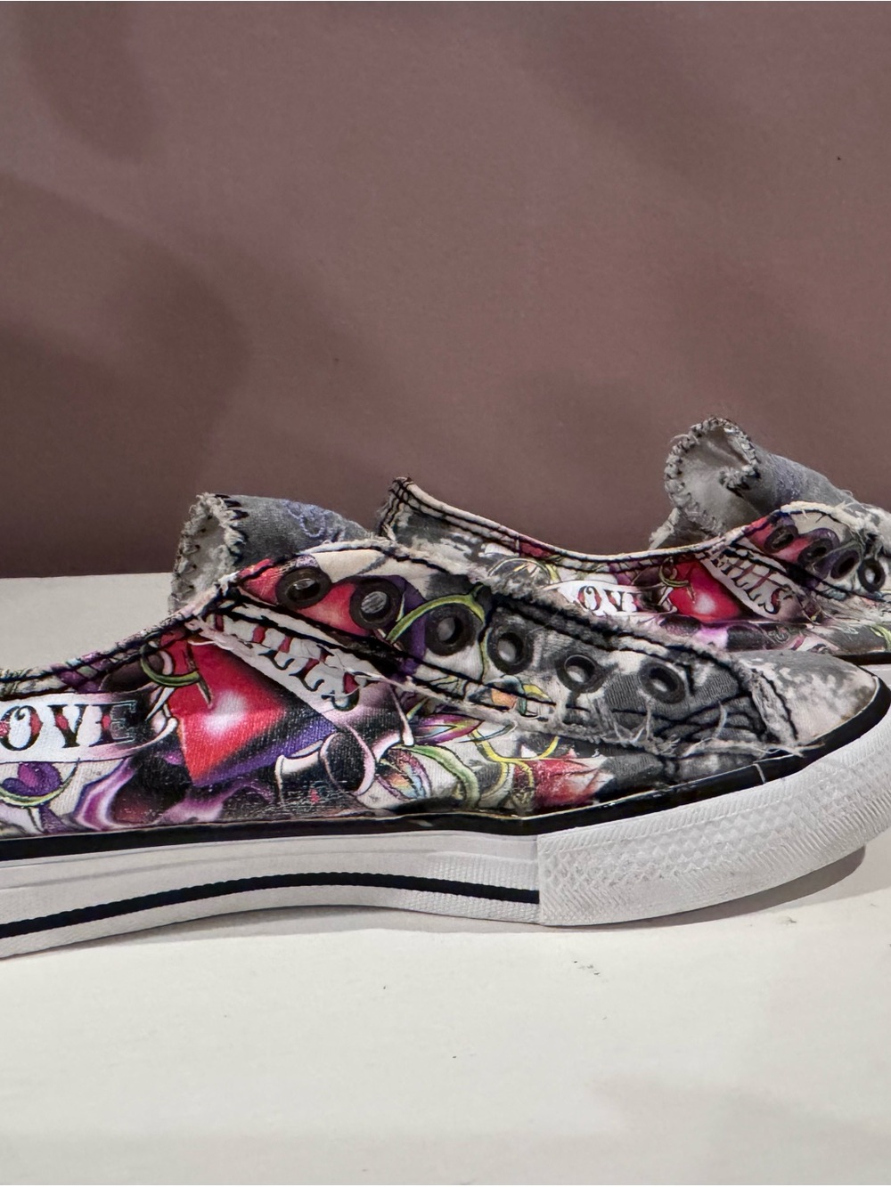 Ed Hardy Multicolor Graphic Low-Top Slip-On Sneakers